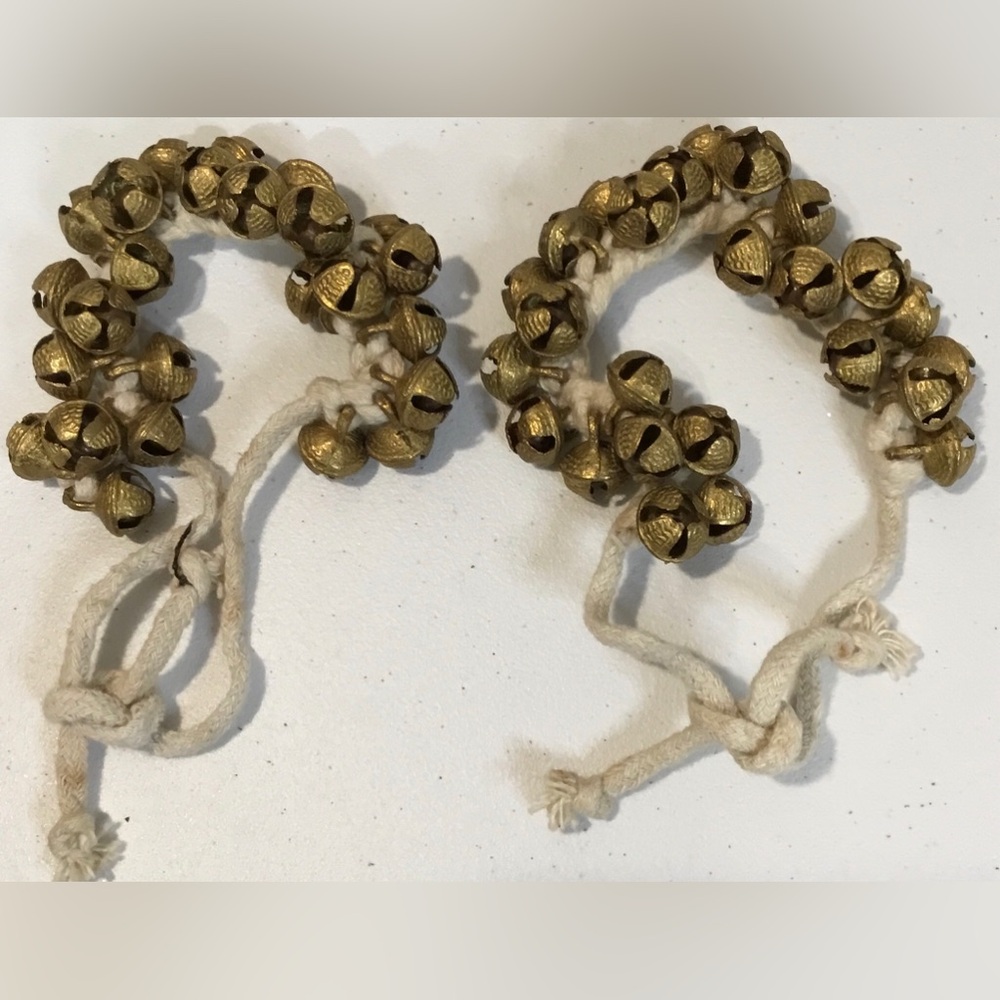 Vintage Pair Handmade Brass Indian Folk Dancer Ghungroo Anklet Bells